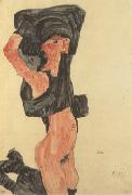Egon Schiele Kneeling Girl,Disrobing (mk12) oil painting reproduction
